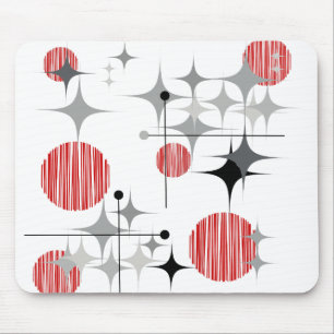 Mid Century Modern Starbursts and Globes Mouse Mat