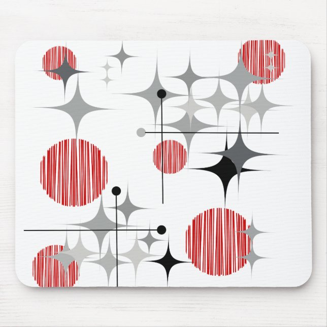 Mid Century Modern Starbursts and Globes Mouse Mat (Front)