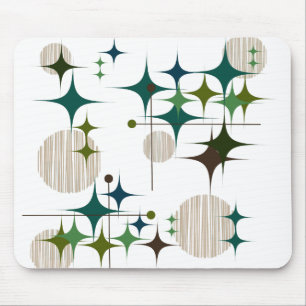 Mid Century Modern Starbursts and Globes Mouse Pad