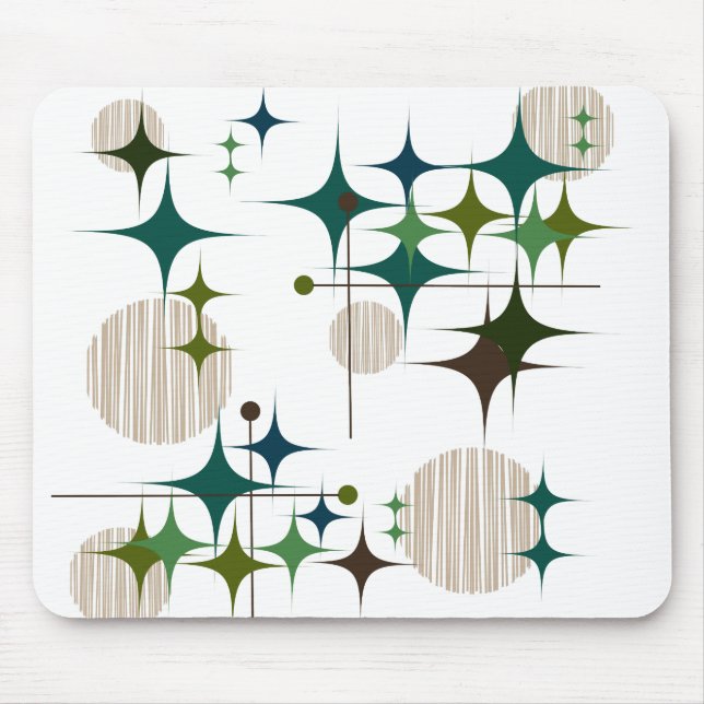 Mid Century Modern Starbursts and Globes Mouse Pad (Front)