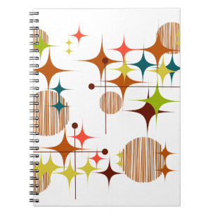 Mid Century Modern Starbursts and Globes Notebook