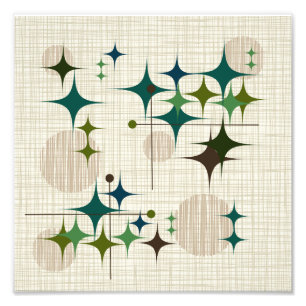 Mid Century Modern Starbursts and Globes Photo Print