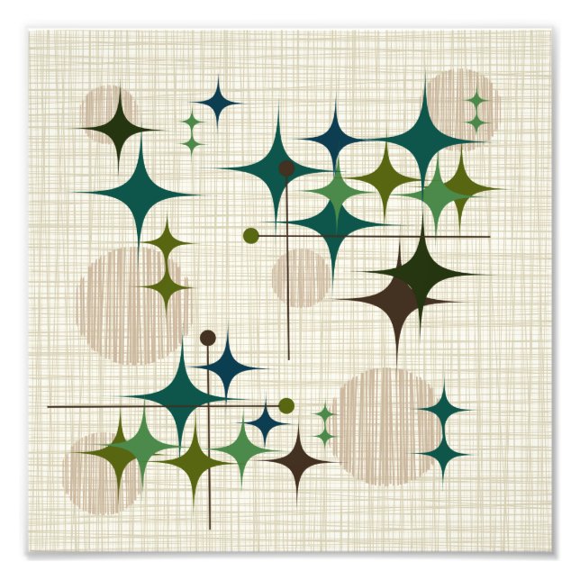 Mid Century Modern Starbursts and Globes Photo Print (Front)