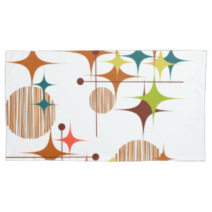 Mid Century Modern Starbursts and Globes Pillowcase
