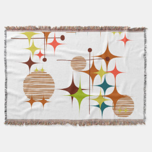 Mid Century Modern Starbursts and Globes Throw Blanket