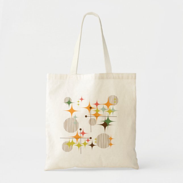Mid Century Modern Starbursts and Globes Tote Bag (Front)