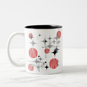 Mid Century Modern Starbursts and Globes Two-Tone Coffee Mug