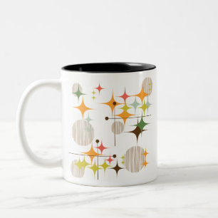 Mid Century Modern Starbursts and Globes Two-Tone Coffee Mug