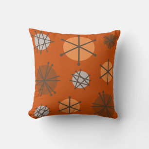 Mid Century Modern Starbursts Burnt Orange Cushion