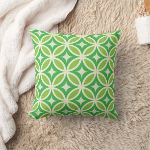 Mid century Modern Starbursts circles green  Cushion