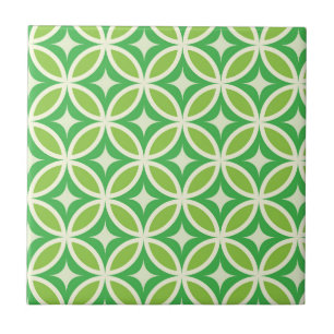 Mid century Modern Starbursts circles green Tile
