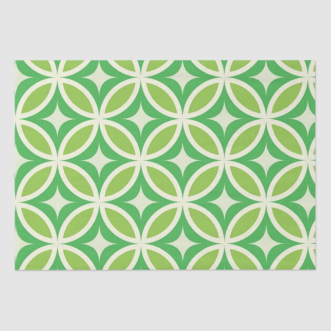 Mid Century Modern Starbursts Circles Green   Tissue Paper (Front)