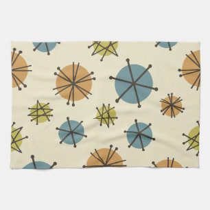 Mid Century Modern Starbursts Multicolored Tea Towel