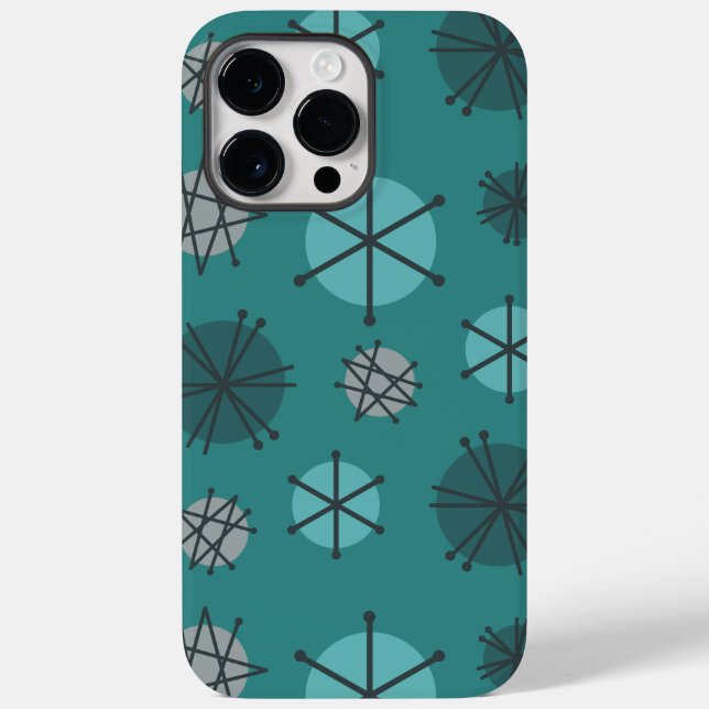 Mid Century Modern Starbursts Teal Case-Mate iPhone Case (Back)