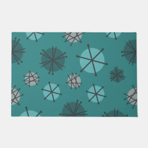 Mid Century Modern Starbursts Teal Doormat