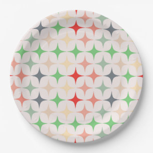 Mid-Century Modern Stars in Christmas Colours Paper Plate