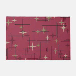 Mid Century Modern Stars Maroon Doormat
