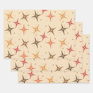 Mid Century Modern Stars Sky Wrapping Paper Sheet