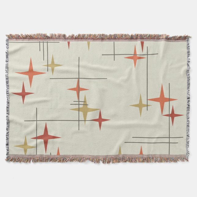Mid Century Modern Stars Throw Blanket (Front)