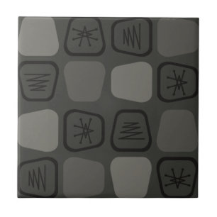 Mid Century Modern Stretched Squares Black Tile