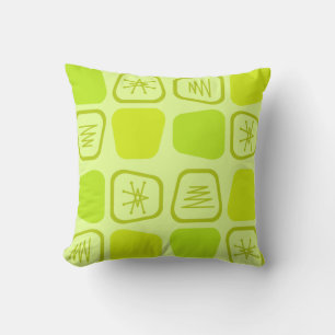 Mid Century Modern Stretched Squares Chartreuse Cushion