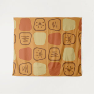 Mid Century Modern Stretched Squares Ochre Tapestry