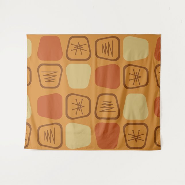 Mid Century Modern Stretched Squares Ochre Tapestry (Front (Horizontal))