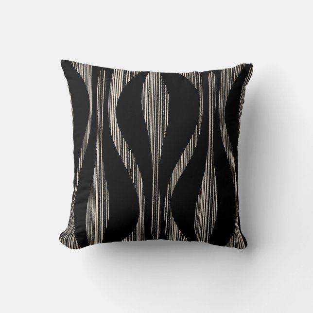 Mid Century Modern Striped Lounge Pattern Black Cushion (Front)