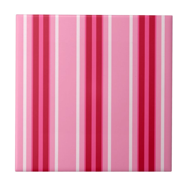 Mid-Century Modern Stripes, Pink and  Burgundy Tile (Front)