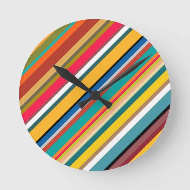 Mid-Century Modern Stripes Round Clock (Front)