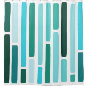 Mid Century Modern Stripes Turquoise Shower Curtain
