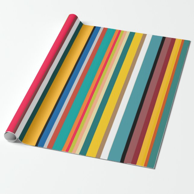 Mid-Century Modern Stripes Wrapping Paper (Unrolled)