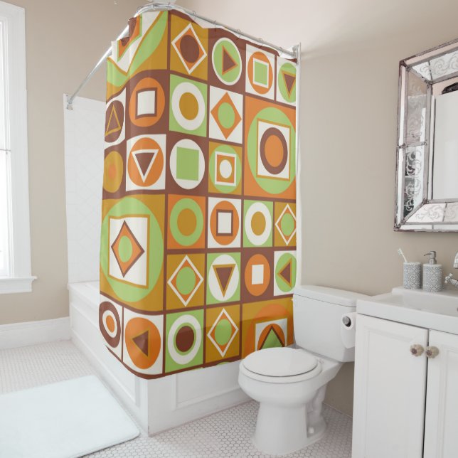 Mid-Century Modern Style 11 Shower Curtain (In Situ)