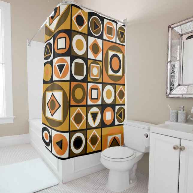 Mid-Century Modern Style 13 Shower Curtain (In Situ)