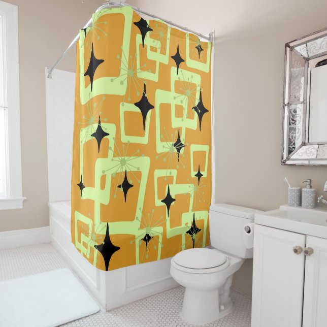Mid-Century Modern Style 6 Shower Curtain (In Situ)