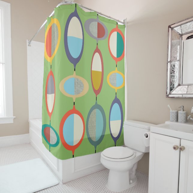 Mid-Century Modern Style 71 Shower Curtain (In Situ)