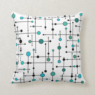 Mid-century modern style Aqua Blue Dot Cushion