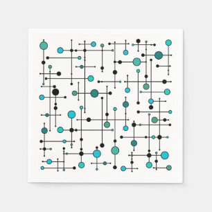Mid-century modern style Aqua Blue Dot Napkin