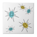 Mid Century Modern style, Atomic Starburst Tile<br><div class="desc">Artist interpretation of a Mid-Century Modern Atomic Starburst design. You can customise with your own background (shown in white).</div>