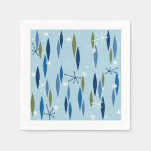 Mid-century Modern style Blue and Green Starburst Napkin