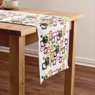 Mid Century Modern Style Geometric fabric Print Short Table Runner