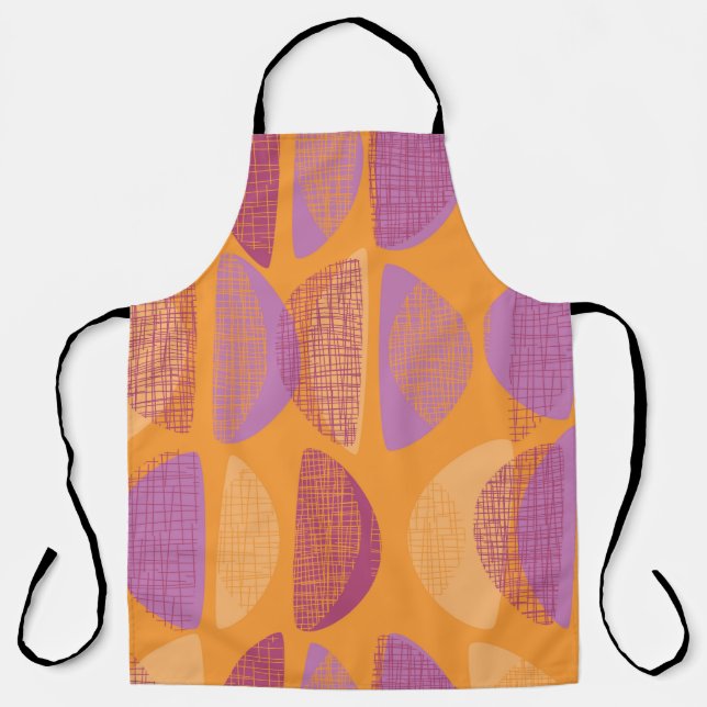 Mid century modern style illustration pattern apron (Front)
