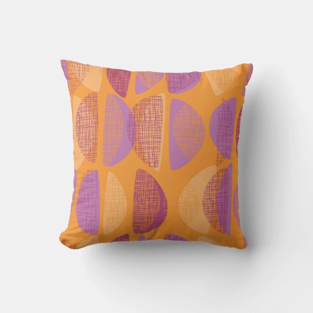 Mid century modern style illustration pattern cushion (Front)