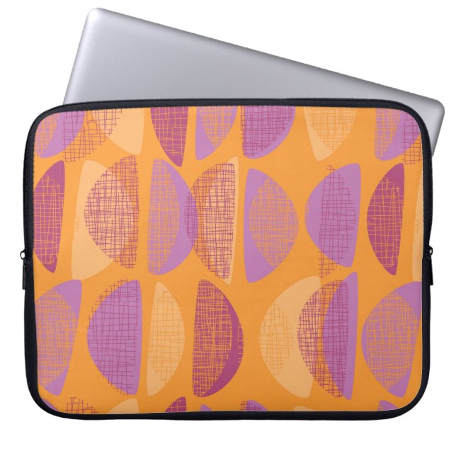 Mid century modern style illustration pattern laptop sleeve (Front)