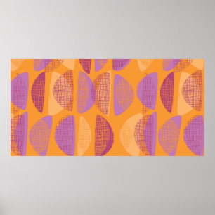 Mid century modern style illustration pattern poster