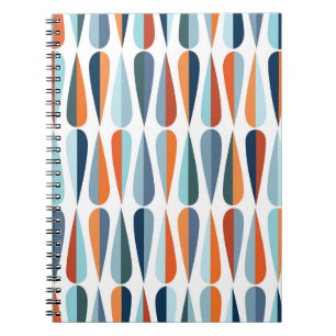 Mid century modern style retro seamless pattern wi notebook