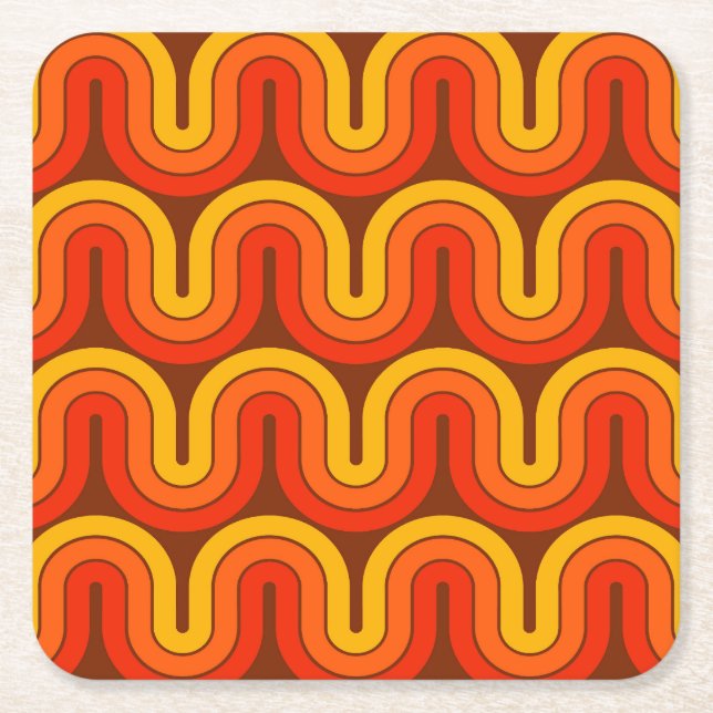 Mid Century Modern Style Square Paper Coaster (Front)