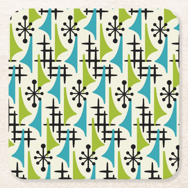 Mid Century Modern Style Square Paper Coaster (Front)