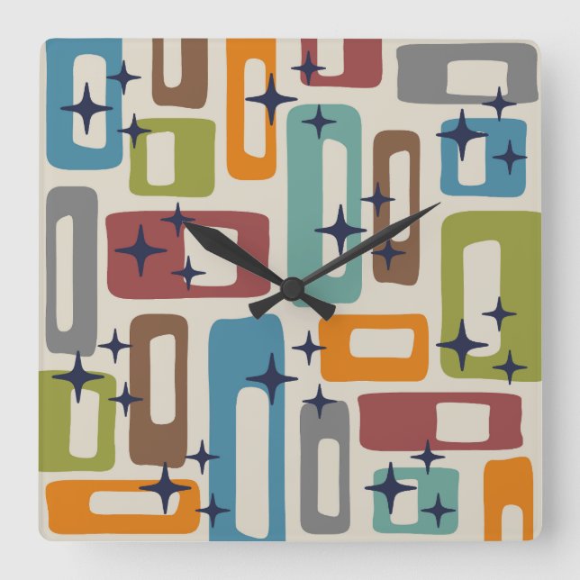 Mid Century Modern Style Square Wall Clock (Front)