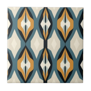 Mid-Century Modern Stylised Geometric Pattern Tile